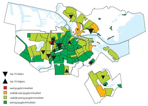 Jeugdcriminaliteitindex per buurt 2013 (gebaseerd op woonplek jongeren)