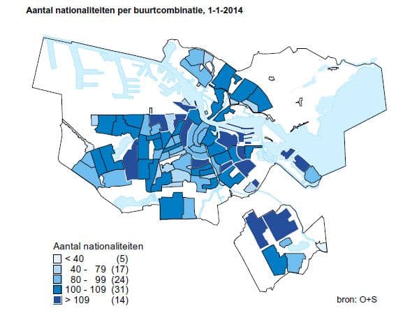 aantal nationaliteiten per buurtcombinatie 1-1-2014