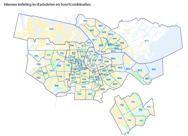 Nieuwe indeling in stadsdelen en buurtcombinaties